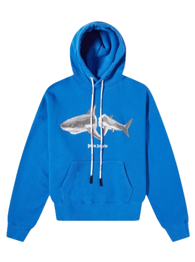 Mikina Palm Angels Shark Popover Hoody Modrá | PMBB058S22FLE0054509
