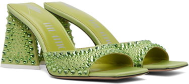 Doplnky The Attico Attico Mini Devon Crystal-Embellished Satin Mules Zelené | 241WS772 V015T, 3