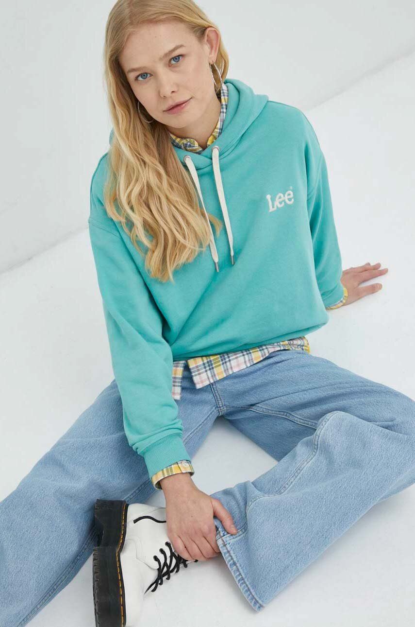Mikina Lee Essential Hoodie Tyrkysová | L53PSR41, 0