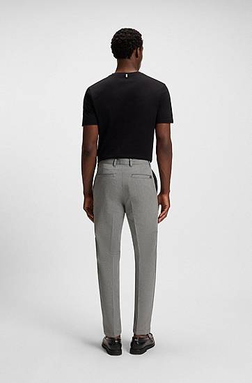 Nohavice BOSS Modern-Fit Wrinkle-Resistant Stretch Dobby Trousers Šedá | 50546914, 1