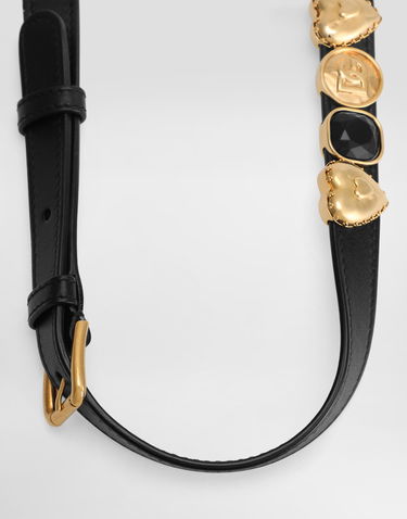 Opasok Dolce & Gabbana Dolce & Gabbana Calfskin Shoulder Strap with Gold-Tone & Black Embellishments Čierna | BI3415AV19580999, 1
