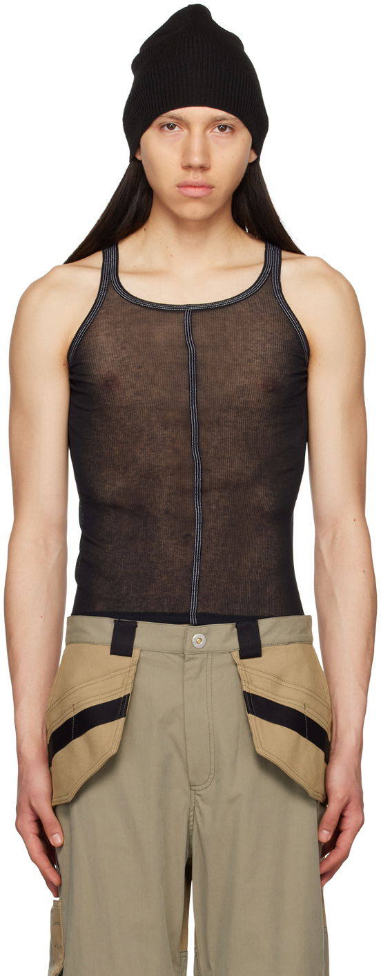Tielko Dion Lee Black Semi-Sheer Tank Top Čierna | C3131S23, 0