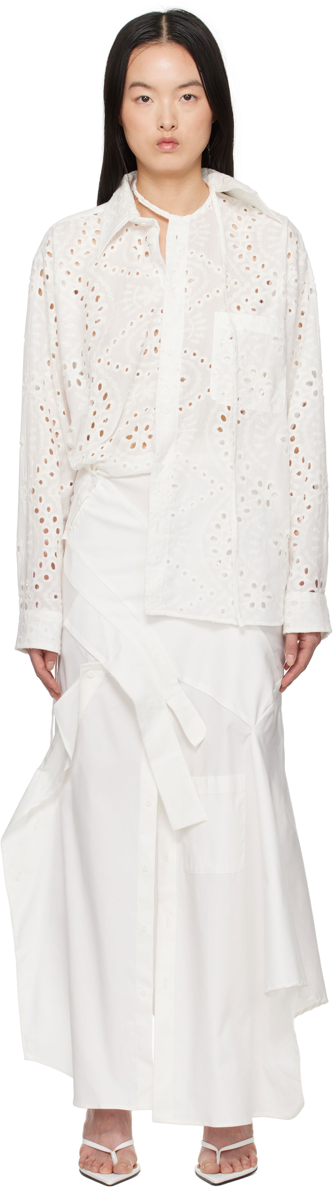 Šaty Ottolinger Ottolinger Deconstructed Shirting Midi Dress Biela | 10650010601, 0