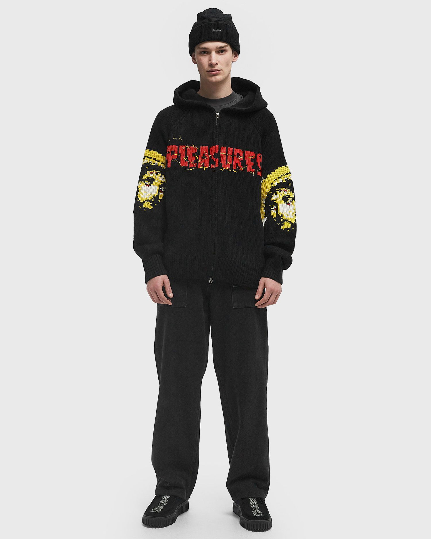 Sveter Pleasures Knitted Graphic Hoodie Čierna | P24W025-BLACK, 1