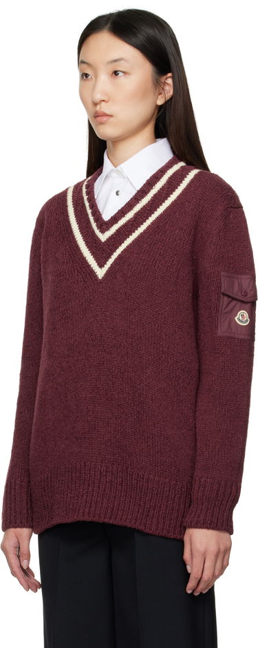 Sveter Moncler Moncler Padded V-Neck Sweater Vínová | K20939D00001M5493, 3