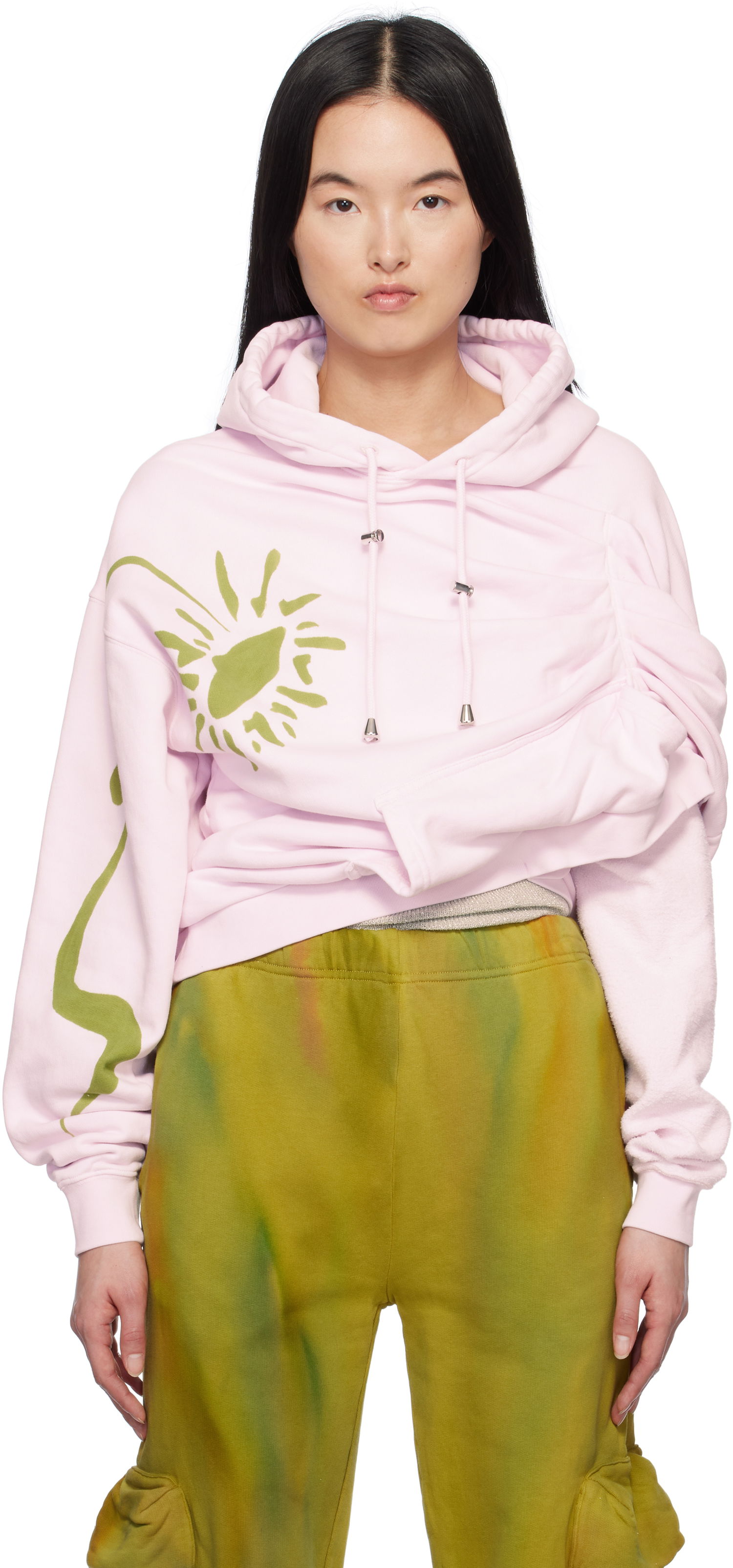 Mikina Collina Strada Collina Strada Eva Draped Hoodie Ružová | XX8013, 0