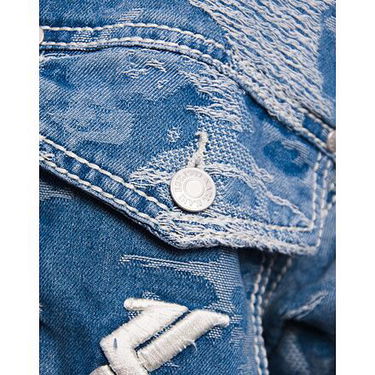 Bunda Karl Kani Karl Kani OG K Distress Camo Denim Jacket Modrá | KK-60710032, 3