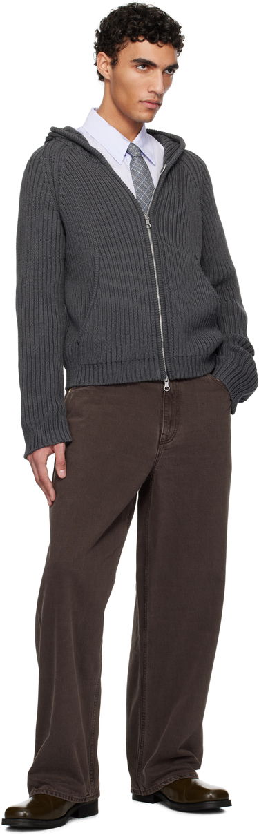 Sveter OUR LEGACY OUR LEGACY Level Zip-Up Knit Hoodie Šedá | M2253LD, 3