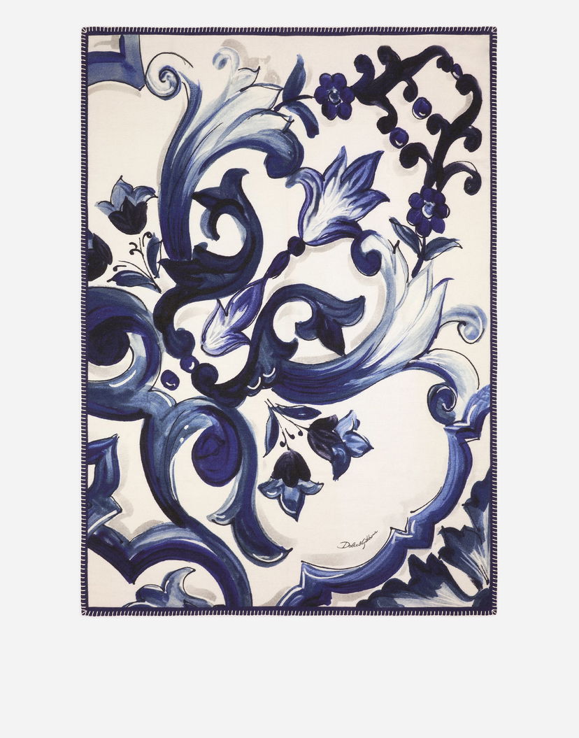 Home decor Dolce & Gabbana Baroque Floral Silk And Wool Blanket Biela | TCE012TCAB6UB013