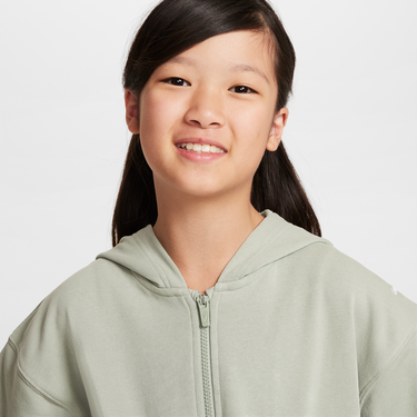 Mikina Nike Girls' Fleece Hoodie with Pockets Šedá | FZ5549-370, 4