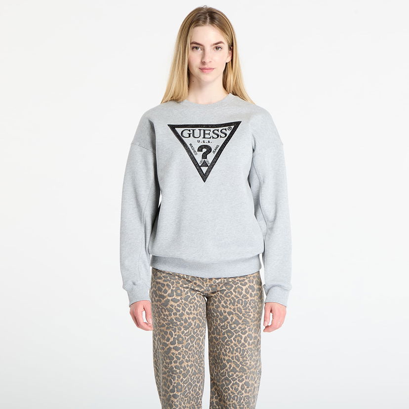 Mikina GUESS Guess Triangle Glitter Sweatshirt Šedá | W5BQ11KC8I1-LMGY