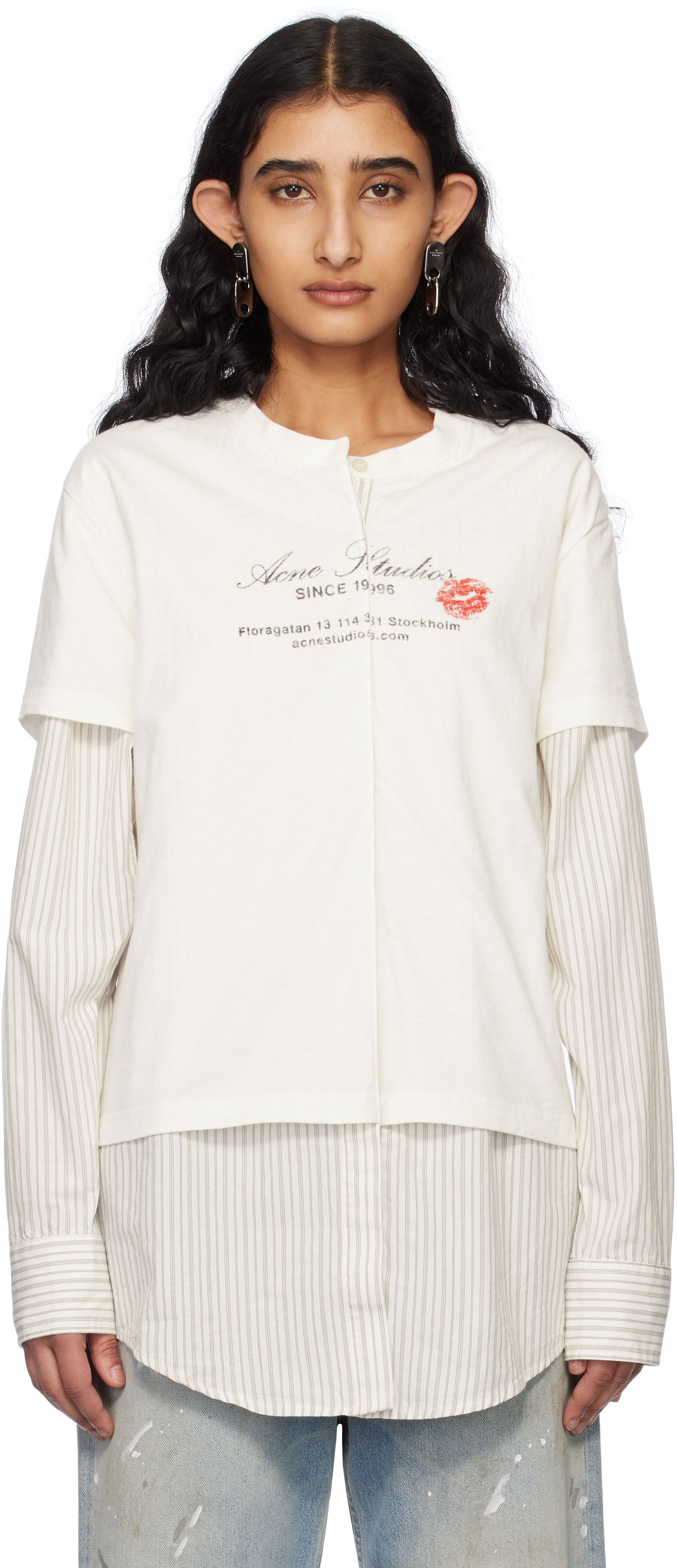 Tričko Acne Studios Acne Studios Layered T-Shirt Biela | AC0730-, 0