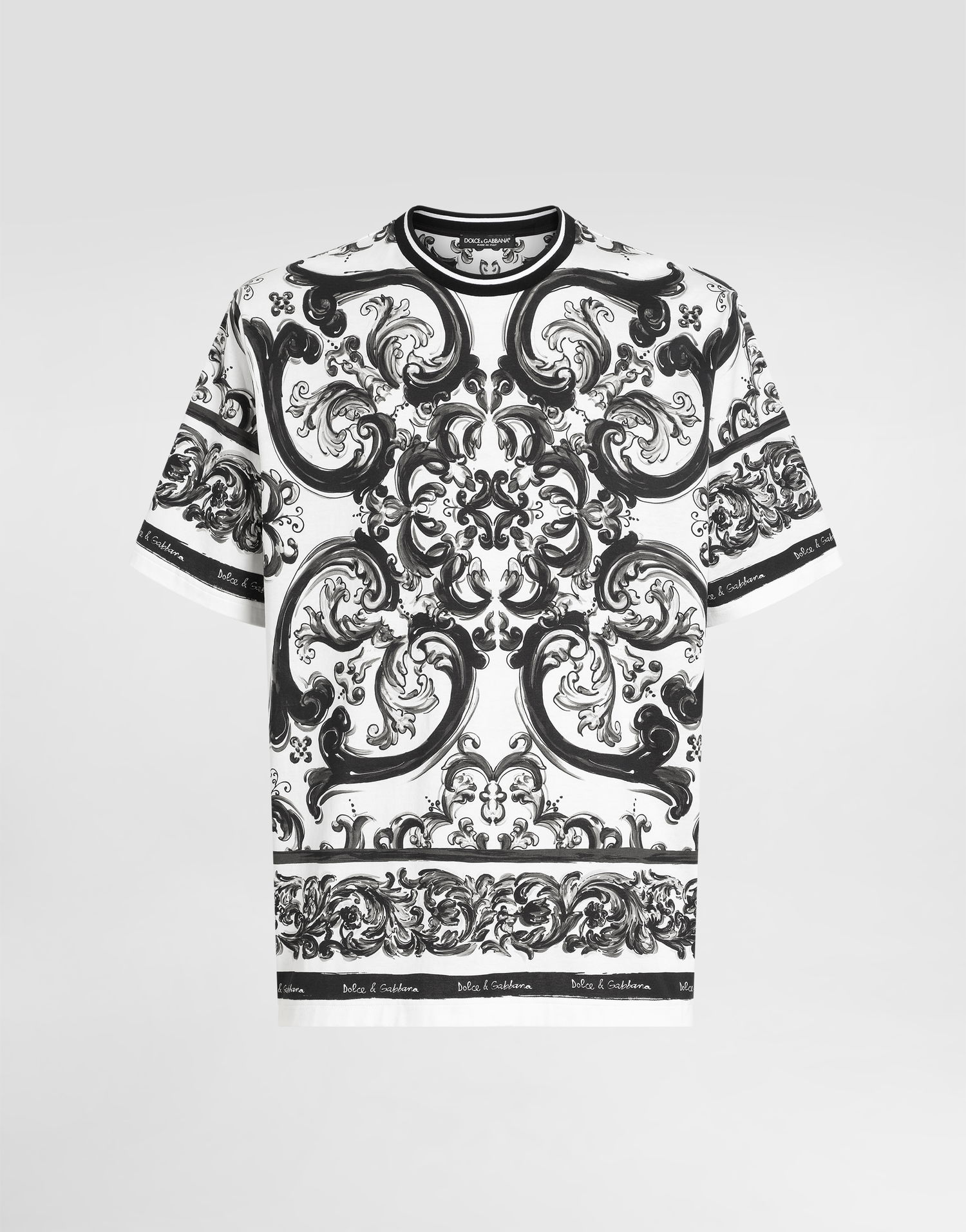 Tričko Dolce & Gabbana Dolce & Gabbana Majolica-print Short-sleeved T-shirt Biela | G8PN9TII7HMHX5DQ, 0