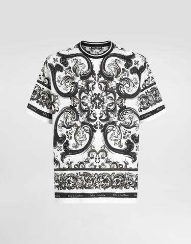 Tričko Dolce & Gabbana Dolce & Gabbana Majolica-print Short-sleeved T-shirt Biela | G8PN9TII7HMHX5DQ, 0