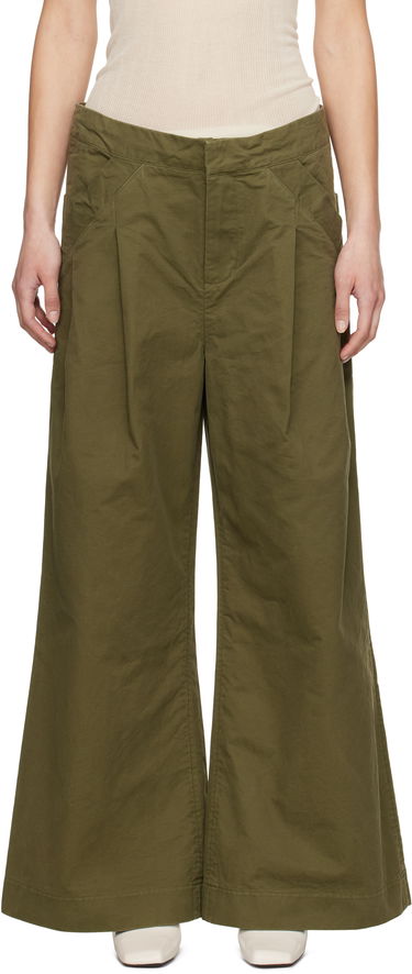 Nohavice Entire Studios Entire Studios Wares Pleated Wide-Leg Trousers Zelené | ESU-S25-3007-AR, 0