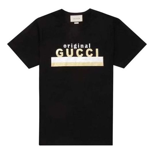 Tričko Gucci Striped Logo Short Sleeve T-Shirt Čierna | 615044-XJCRC-1082
