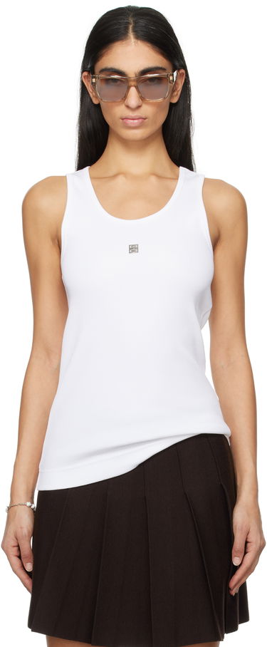 Tielko Givenchy Sleeveless 4G Logo Tank Top Biela | BW70CH3YHY100, 0