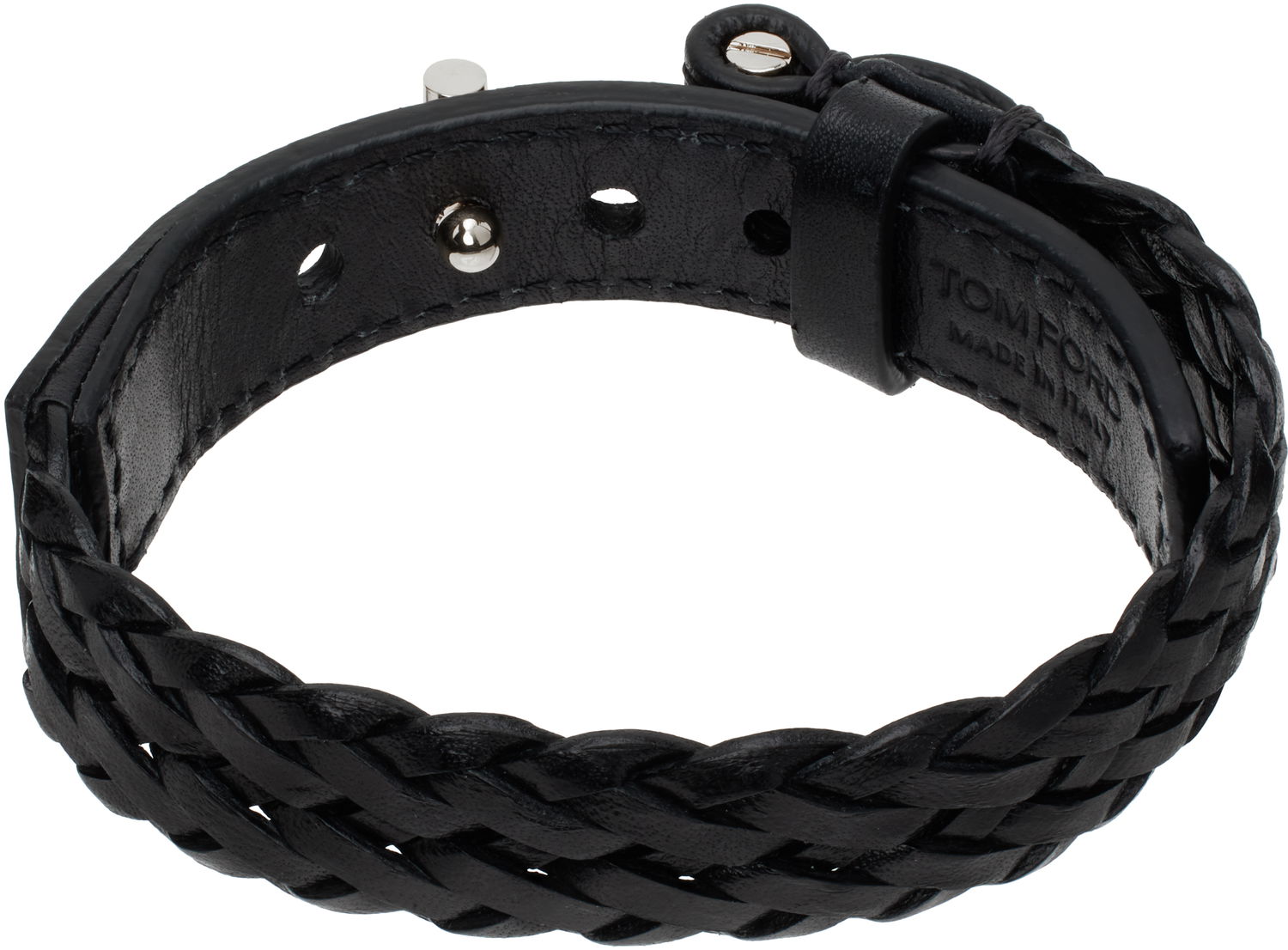 Náramok Tom Ford Black Woven Leather Bracelet Čierna | JM001-ICL001S, 1