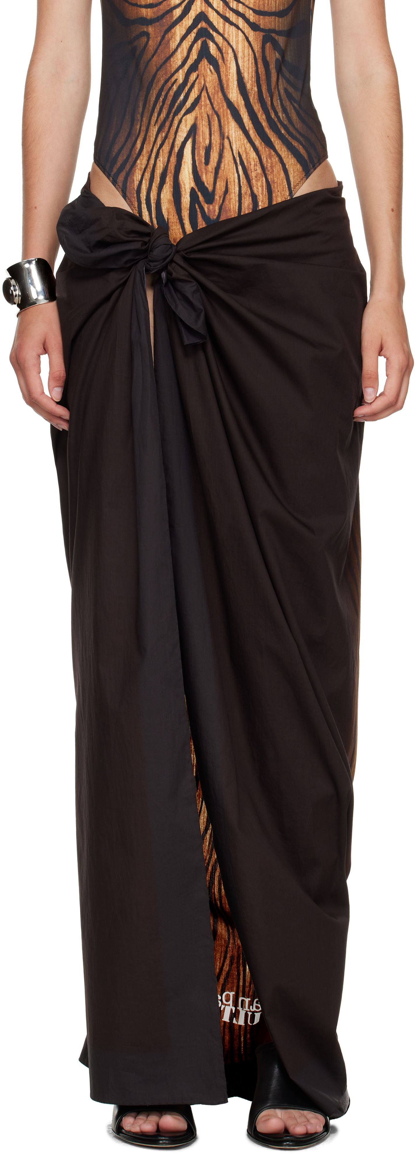 Sukňa Jean Paul Gaultier Jean Paul Gaultier Wood Print Cover-Up Maxi Skirt Čierna | 25/03-U-AC027-W035-0060, 0