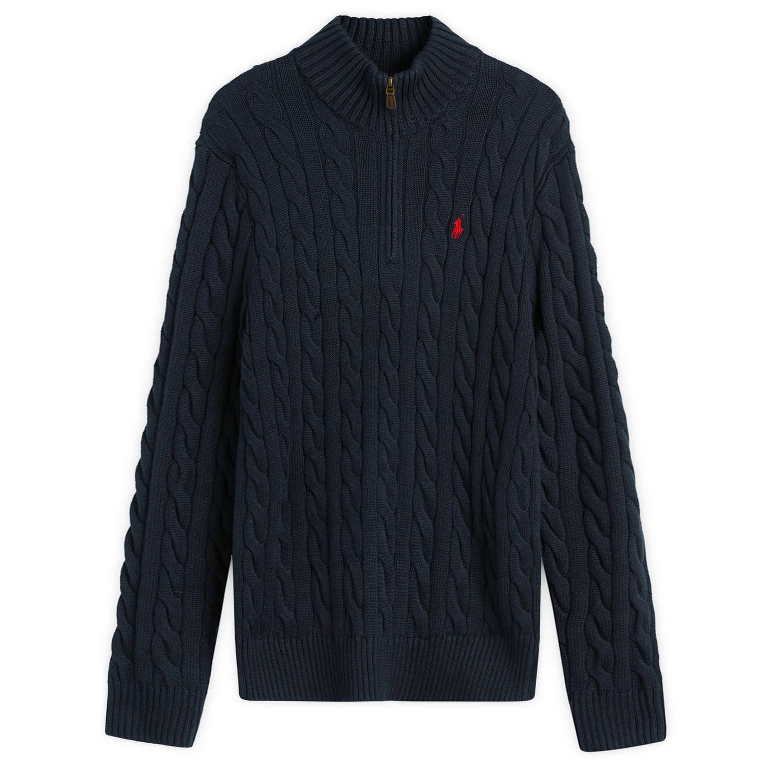 Sveter Polo by Ralph Lauren Cable Knit Half Zip Jumper Navy | 710810841001-BLU, 1