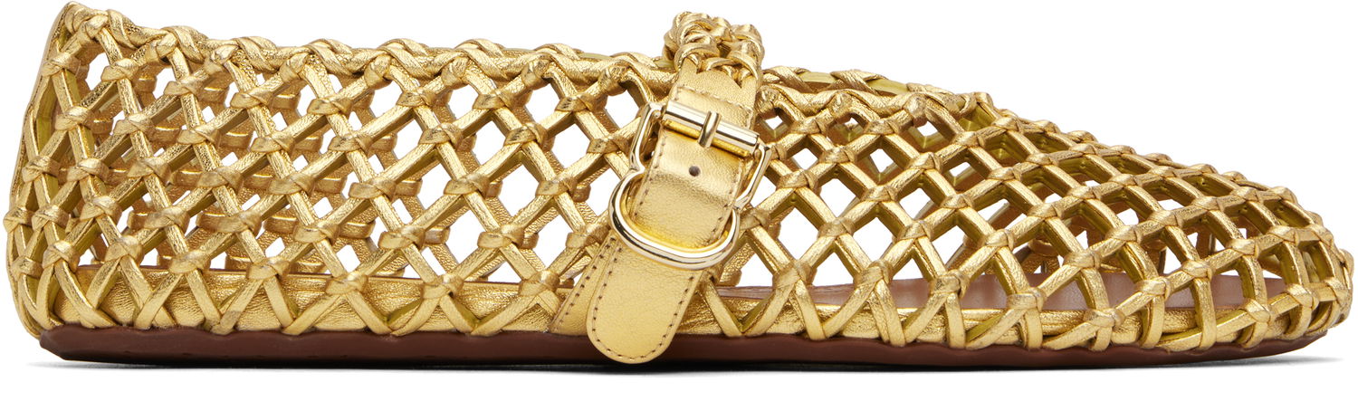Starostlivosť o obuv Alaïa ALAÏA Braided Goatskin Ballerina Flats Metalická | AA3A029CK281, 0