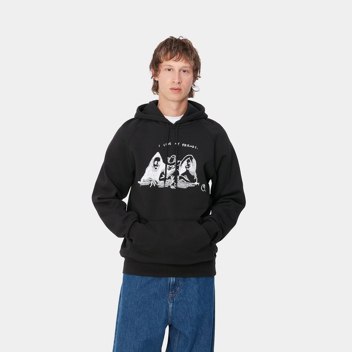 Hooded Pepe Friends Graphic Sweatshirt