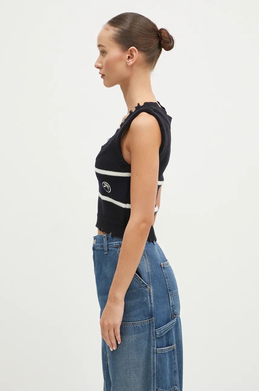 Sveter Ambush Destroyed Rib Round Neck Vest Čierna | BWHT003F24KNI0011031, 1