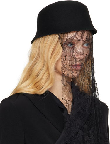 Klobúk Yohji Yamamoto Yohji Yamamoto Lace Veil Felt Hat Čierna | FP-H08-867, 1