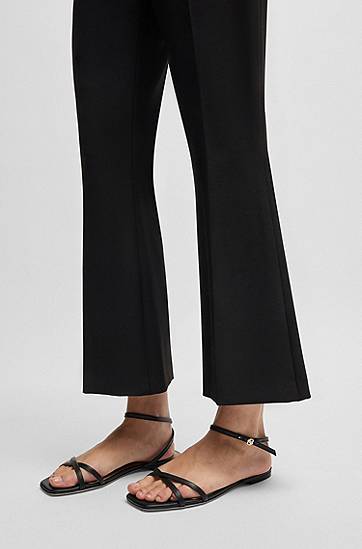 Doplnky BOSS Double B Leather Crisscross Sandals Čierna | 50542217, 1