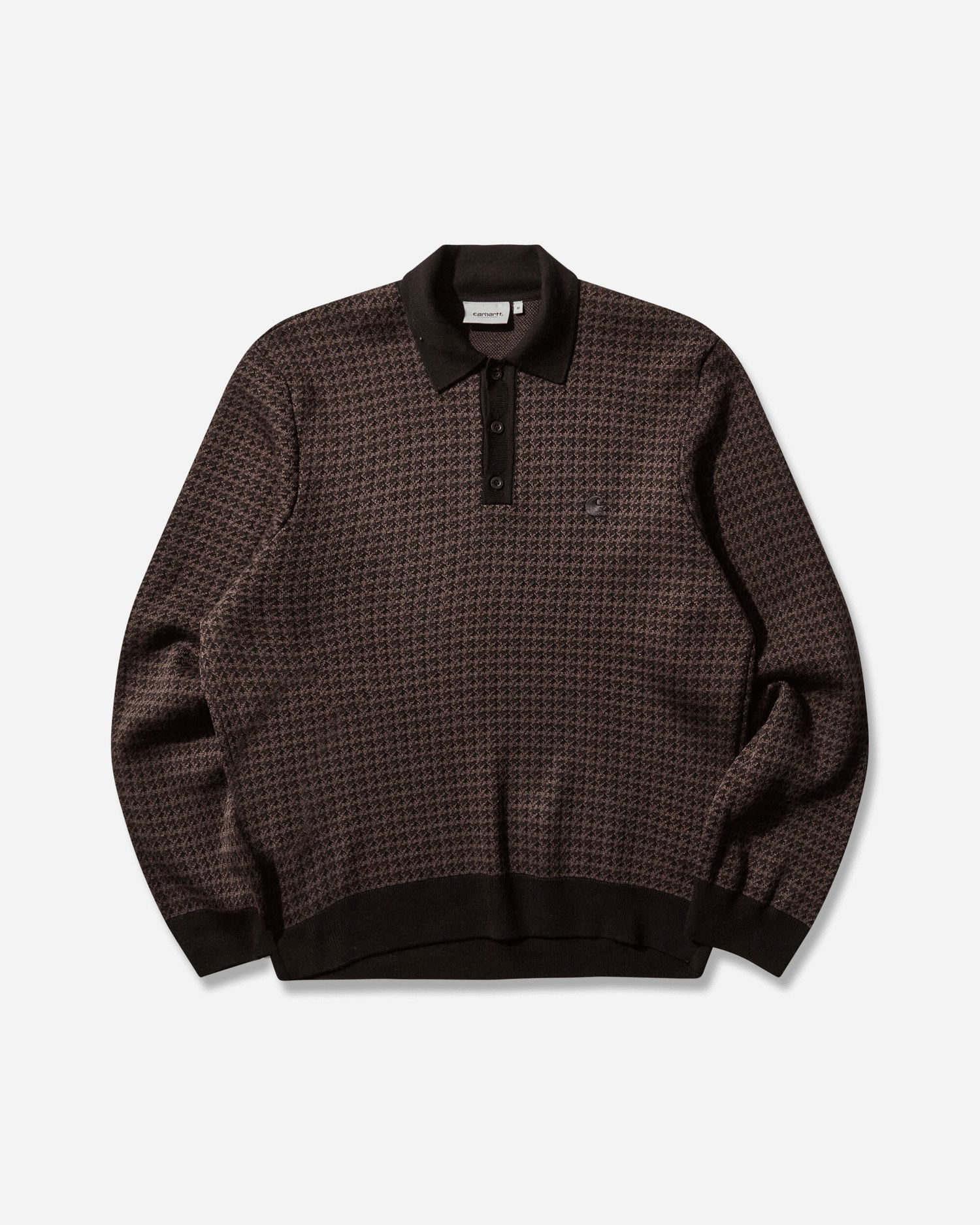 Polo tričko Carhartt WIP Lowis Longsleeve Polo Houndstooth Hnedá | I035395 35MXX, 0