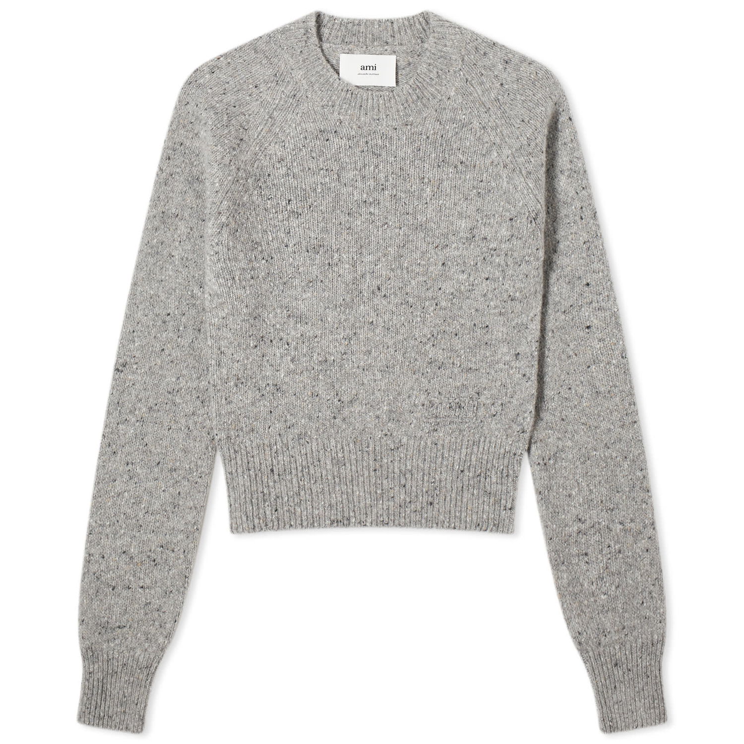 Sveter AMI Paris Logo Crew Jumper Šedá | FKS035-KN0038-096, 0