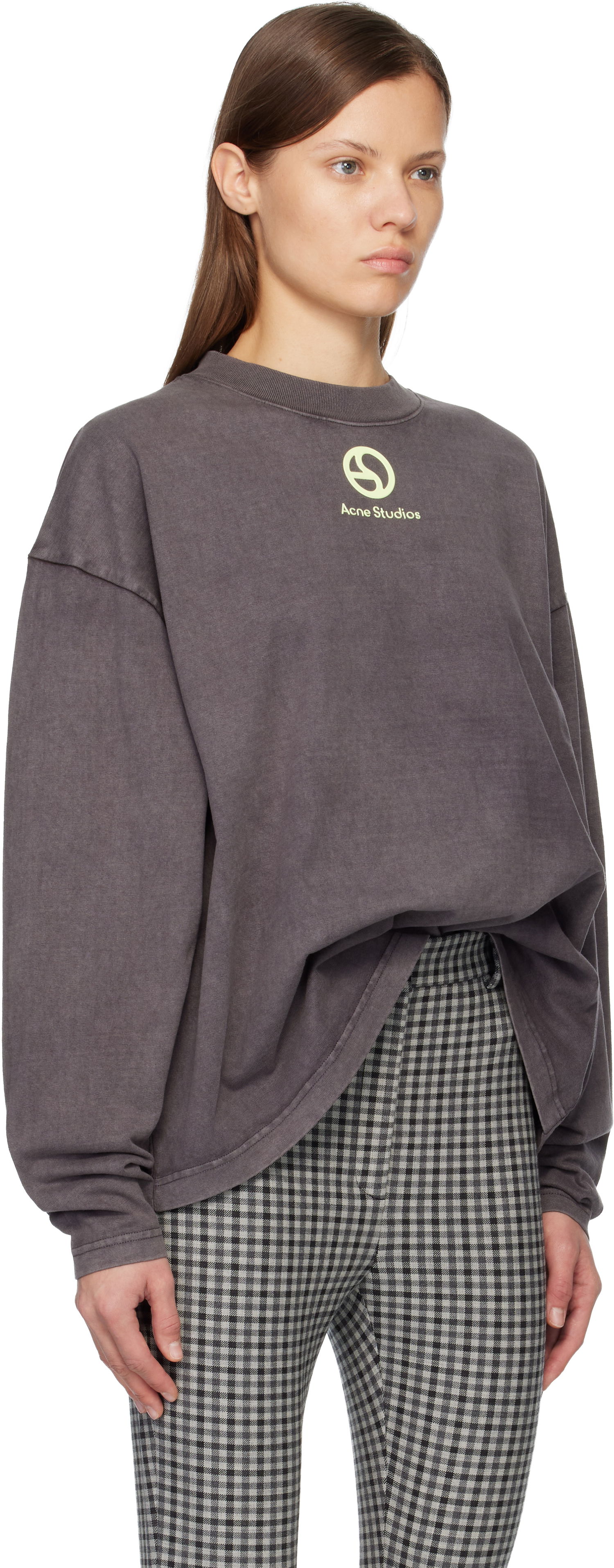 Tričko Acne Studios Acne Studios Logo Long-Sleeve T-Shirt Šedá | CL0349-, 1
