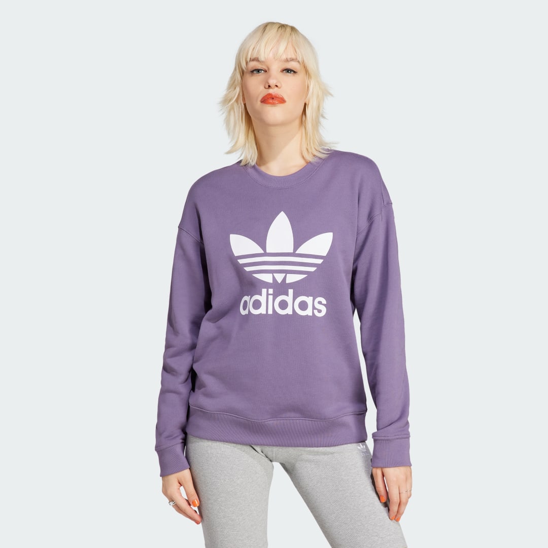 Mikina adidas Performance Trefoil Crew Fialová | IL3873, 1