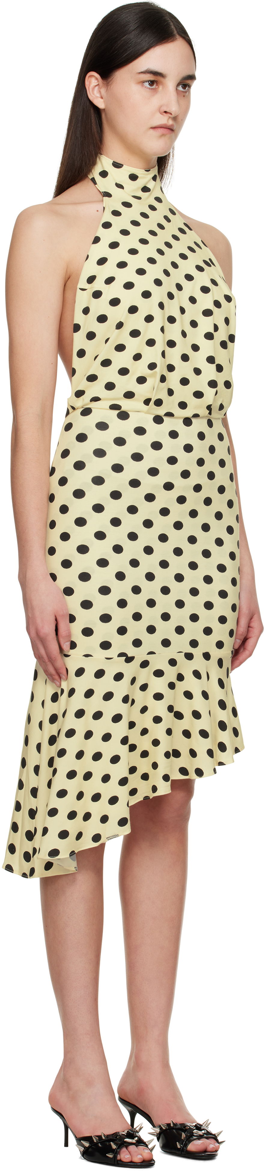 Šaty Miaou Miaou Karina Polka Dot Halter Midi Dress Žltá | 5028TJBBNP, 1