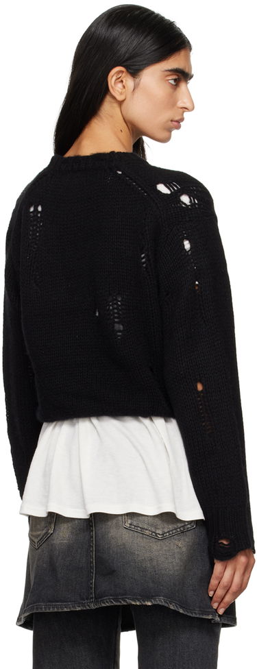 Sveter R13 R13 Cropped Distressed Cardigan Čierna | R13WY247 Y016A, 2