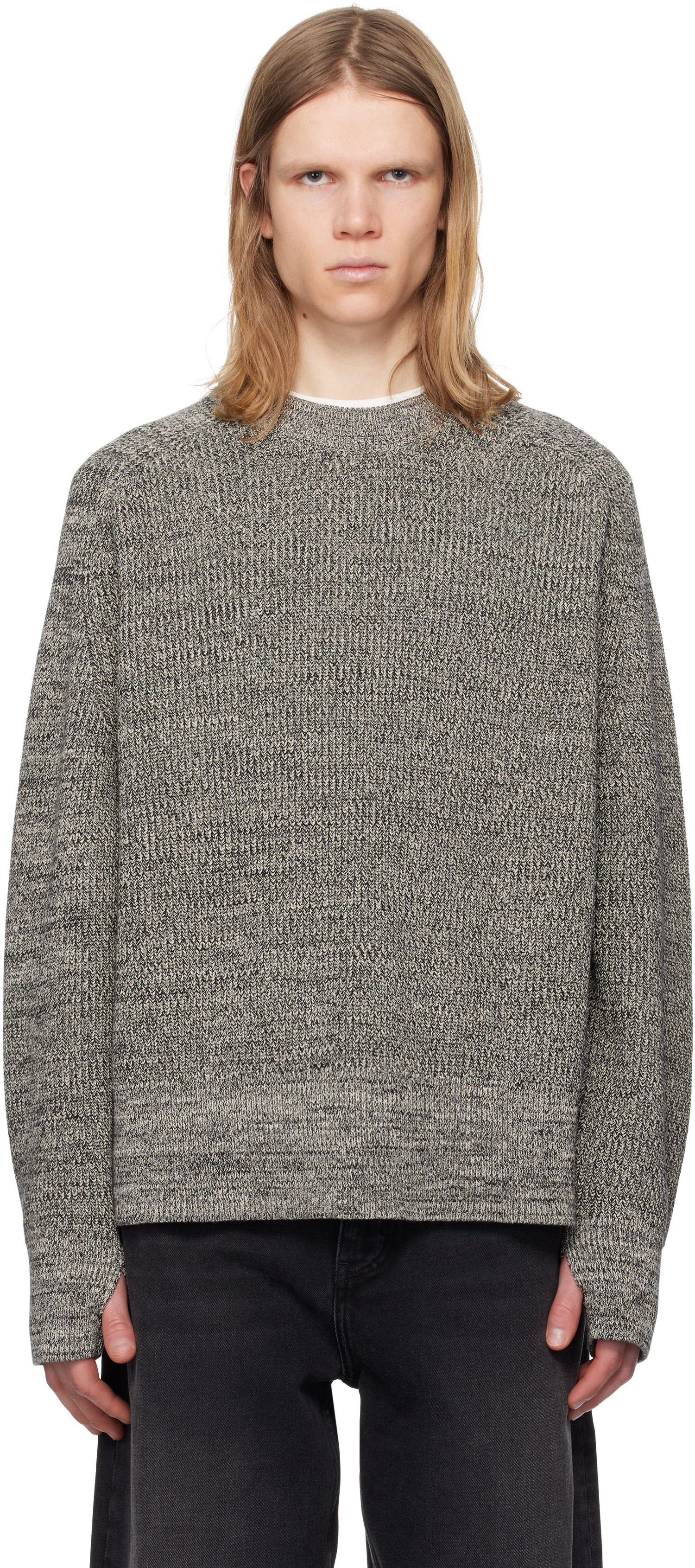 Sveter Studio Nicholson Studio Nicholson Coe Knit Sweater Šedá | COE SNM - 1114, 0