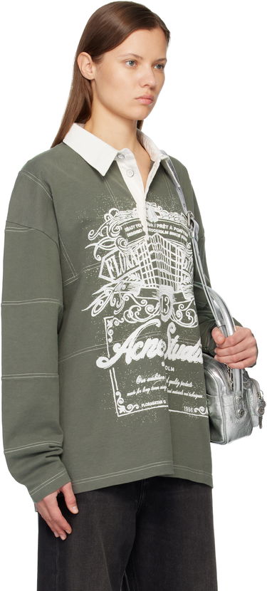 Polo tričko Acne Studios Long Sleeve Logo Polo Zelené | CL0396-, 1