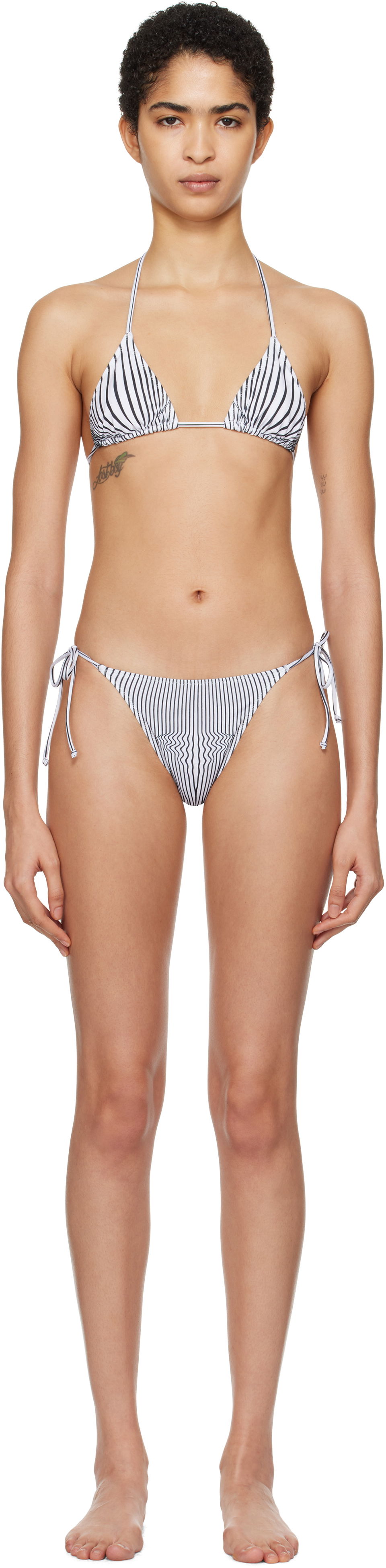 Plavky Jean Paul Gaultier Gaultier 'The Pinstripe Body Morphing' Bikini Bottoms Biela | 25/33-F-BS021-J571-0100, 0