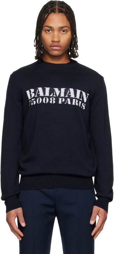 Sveter Balmain 'Balmain' Stamp Merino Wool Sweater Navy | FH1KD000KI84, 0