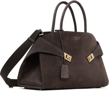 Kabelka FERRAGAMO Ferragamo Hug L Suede Satchel Šedá | 779241, 1