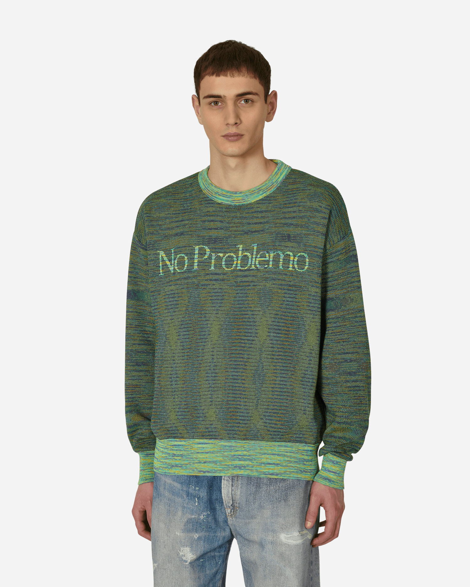 Sveter Aries Reverse Problemo Space Dye Knit Sweater Zelené | STAR20019 GRN, 1