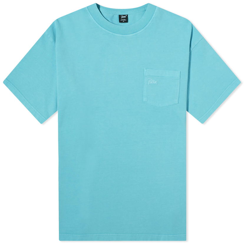 Tričko Patta Washed Pocket T-Shirt Tyrkysová | POC-BS24-290-0140-052