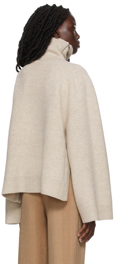 Sveter TOTEME TOTEME Yak Double Sided Zip-Up Turtleneck Sweater Béžová | 214-556-763, 2