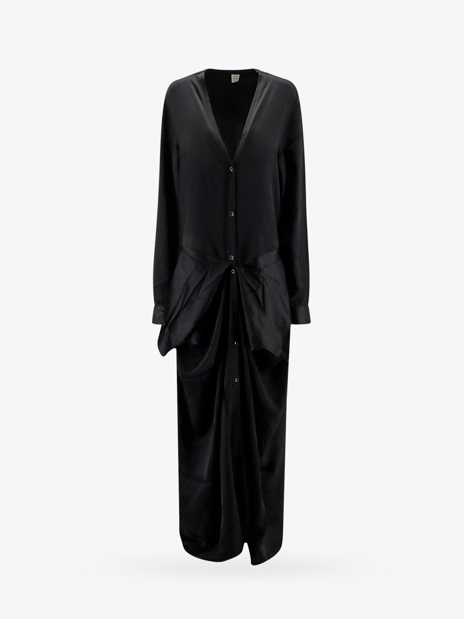 Šaty TOTEME Draped Long Sleeve Maxi Shirt Dress by Čierna | 242WRD1730FB0160001, 0