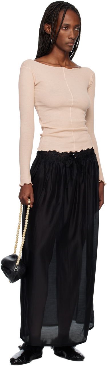 Tričko Baserange Pama Ribbed Lettuce Edge Exposed Seam Long Sleeve T-shirt Béžová | TTPAL-CR-WI25, 3