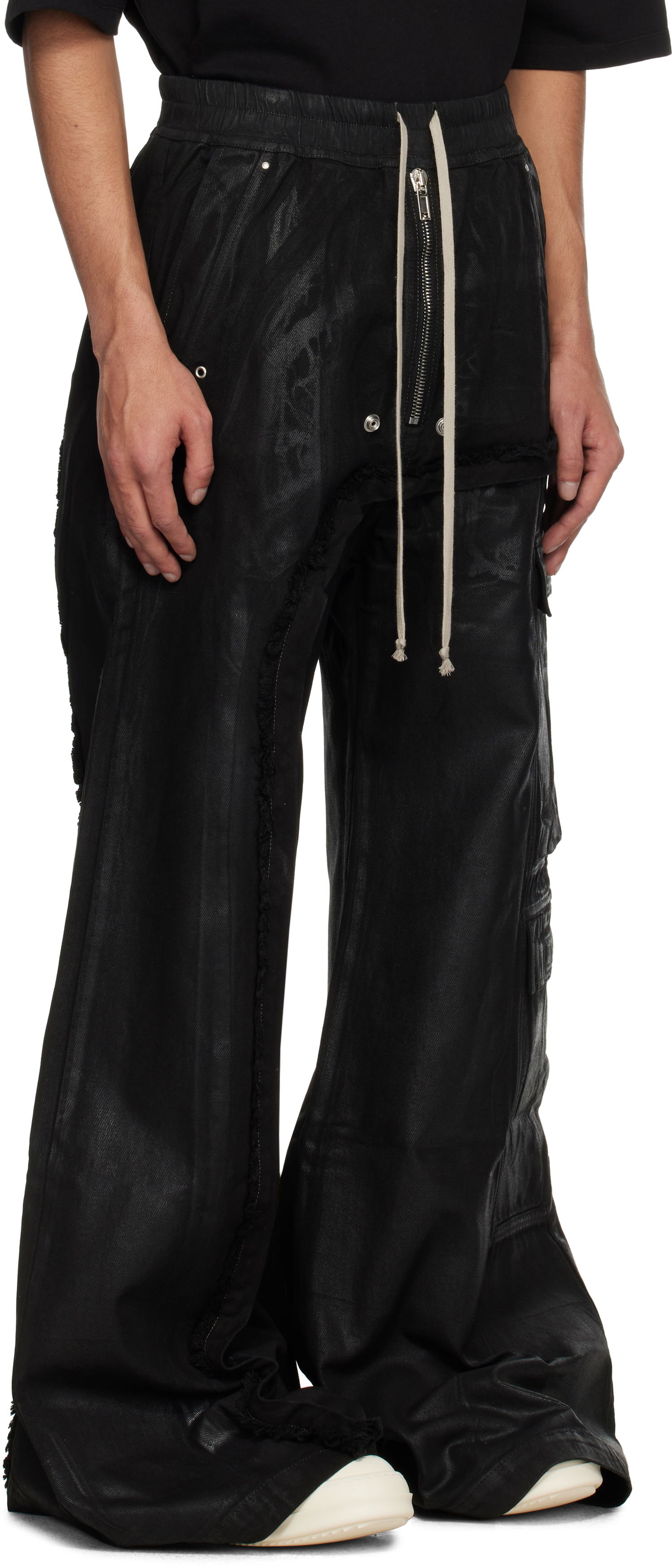 Cargo nohavice Rick Owens Rick Owens DRKSHDW Hollywood Imbalanced Double Cargo Jumbo Belas Denim Cargo Pants Čierna | DU01E3375 DCF, 1