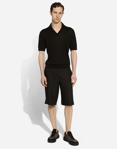 Polo tričko Dolce & Gabbana Silk Polo Shirt With Embroidery Čierna | GXZ09ZJBSJSN0000, 1