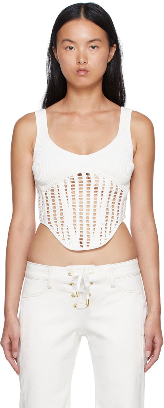Tielko Dion Lee Recycled Viscose Tank Top with Lace Up Biela | A7568S22, 0