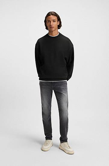Mikina BOSS Oversized Cotton Blend Sweatshirt Čierna | 50543467, 1