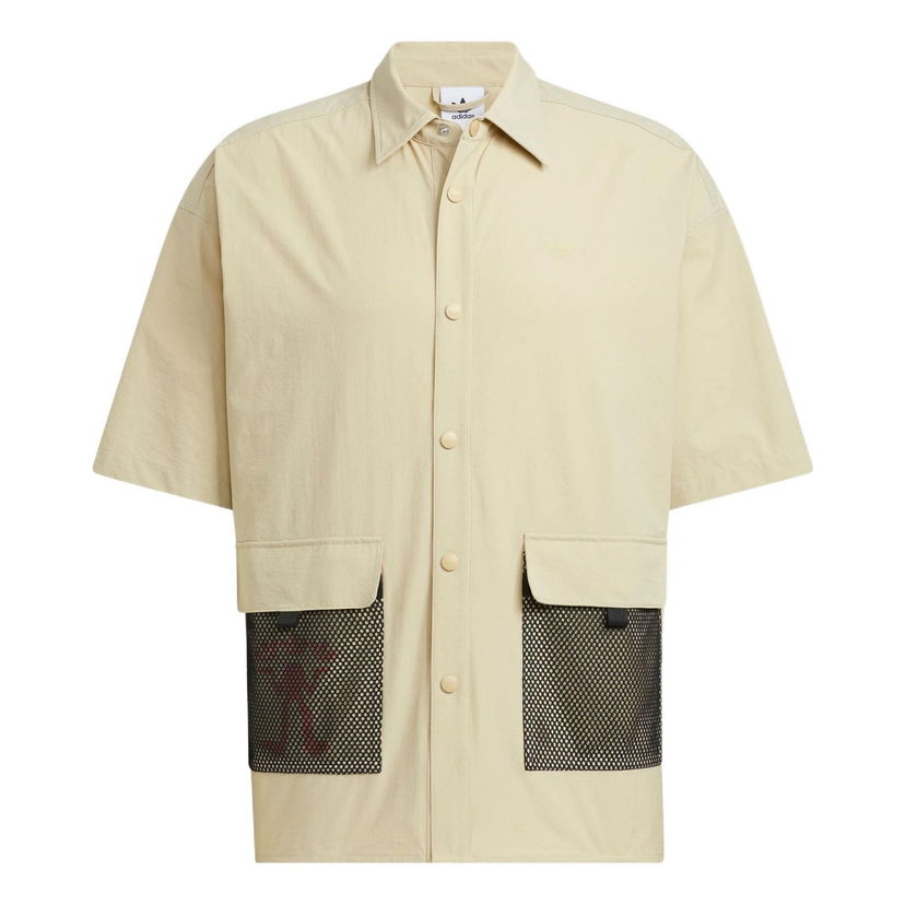 Košeľa adidas Originals Originals SS22 Logo Woven Shirt Béžová | HR6468